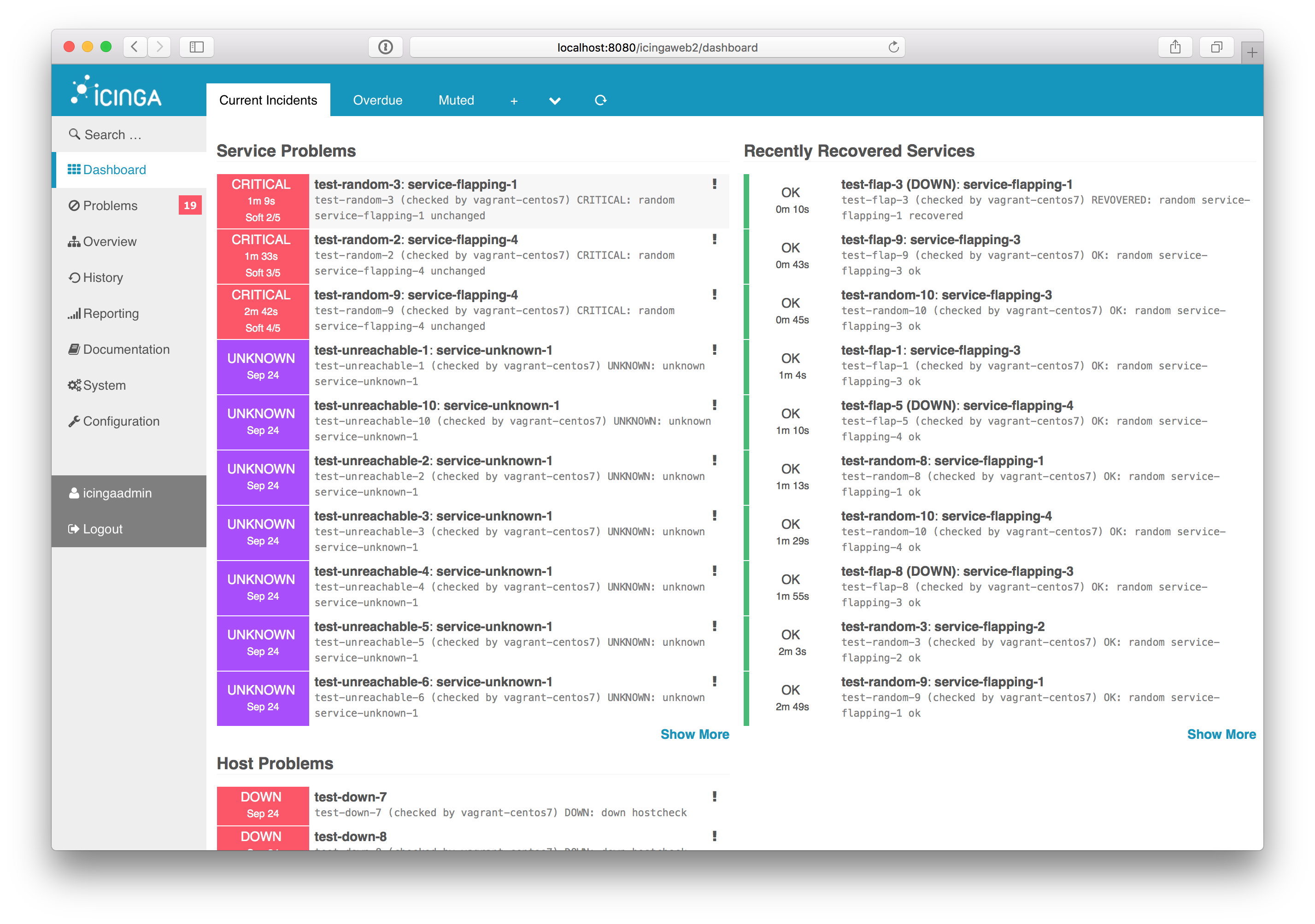 Icinga 2 web interface