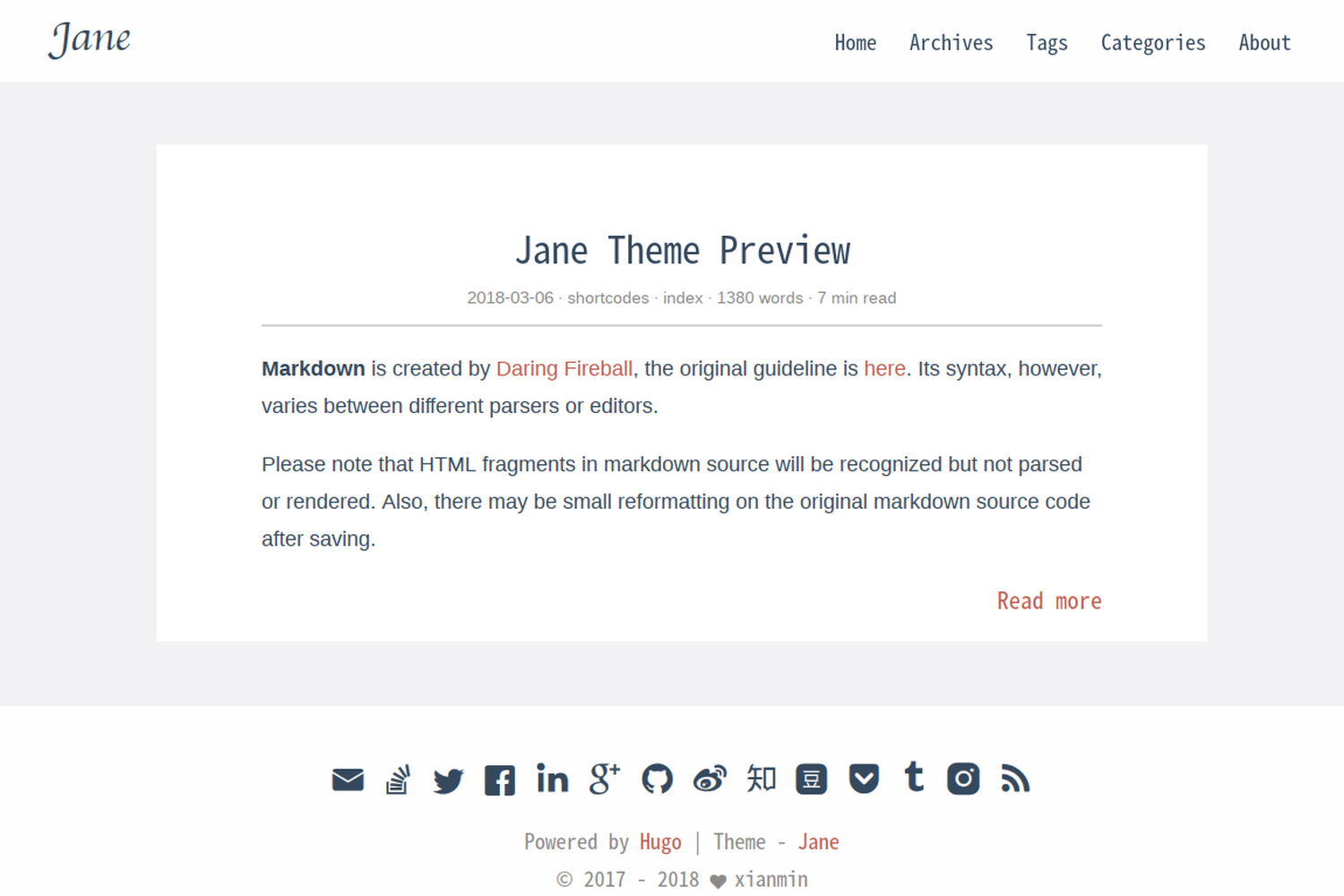Jane main page